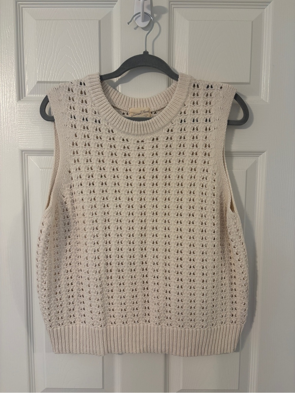 Sleeveless Open-Knit Sweater Tank - Cream